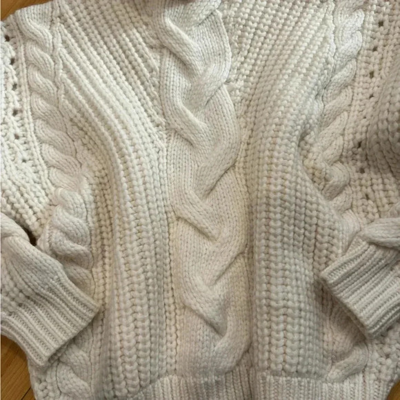 IRO PARIS NWT Yris Ecru Chunky Cable Knit Turtleneck Sweater Wool S - Picture 9 of 15